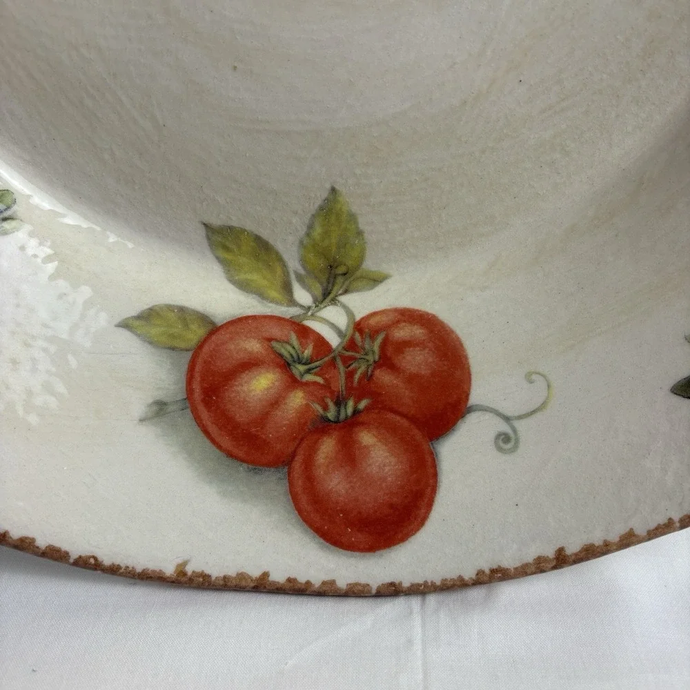 Tiffani Boutique Vintage Ceramic Serving Bowl 14.5in Hand Painted Italy Tomato